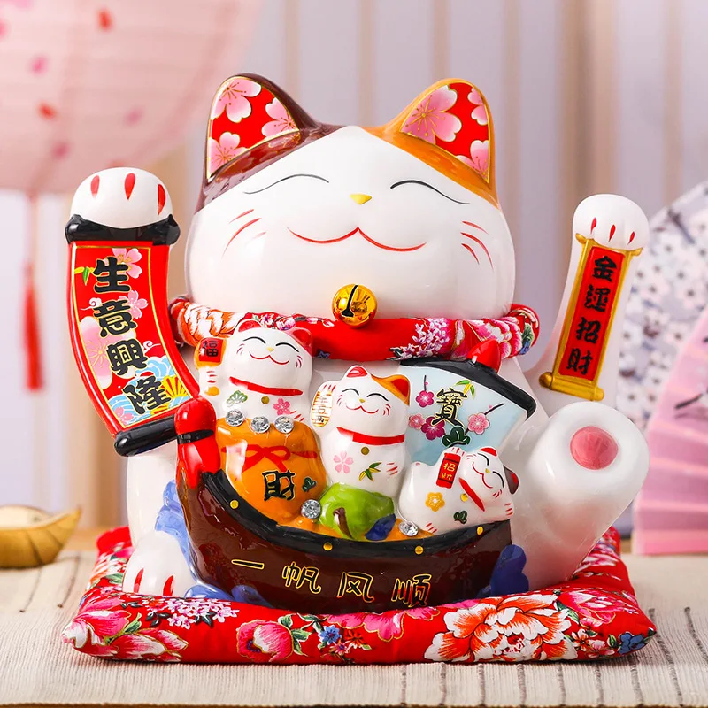 Lucky Cat Decoration Waving Hand Mascot Lucky Cat Store Opening Shop Gift China Good Luck Home Porch Decoration Craft Gift