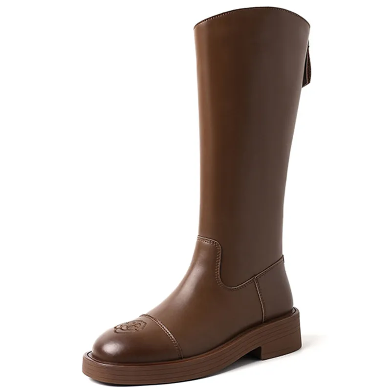 

Женские сапоги на низком каблуке ENMAYLA, зимние сапоги из натуральной кожи, без застежки, размер 40