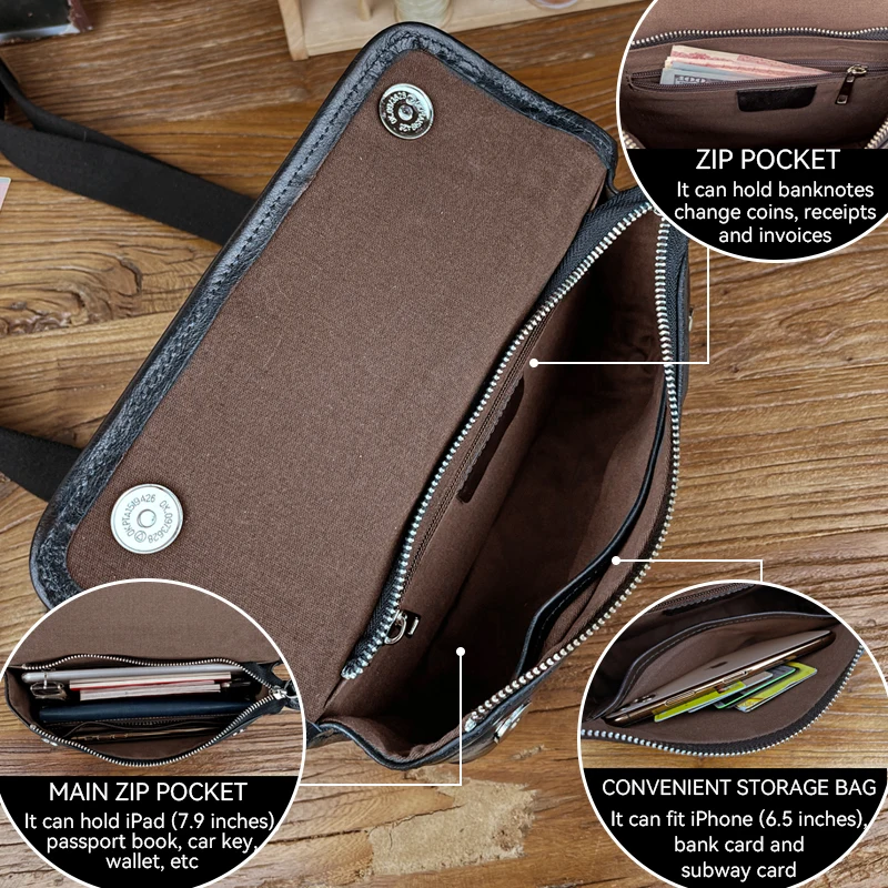 Large Capacity Business Chest Bags Fanny Pack Genuine Leather Waist Bags Chest Shoulder Bag For Men Casual Messenger Bag