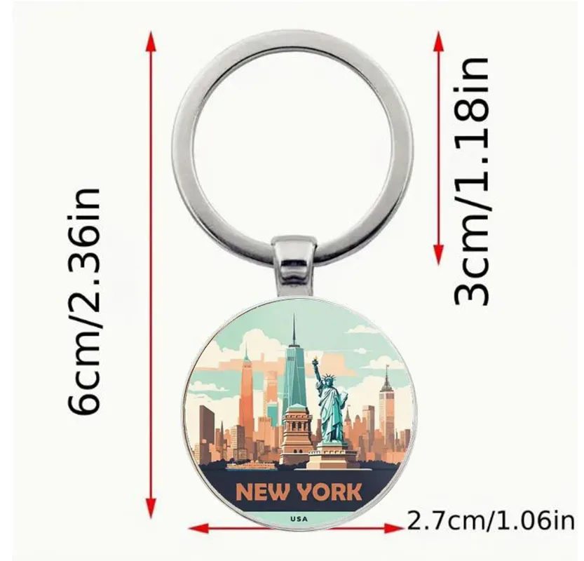 Фото Брелок New York City Skyline — подарки на день рождения, юбилей и праздники, дорожные аксессуары с культурным дизайном, изысканный Cr №2
