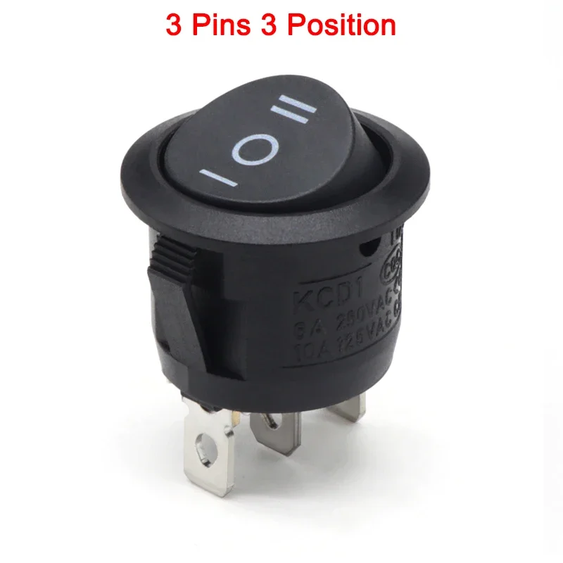 1~300pcs KCD1 LED Rocker Switch Round 2/3Pin ON-OFF-ON 2/3 Position 6A/250VAC 10A/125VAC SPST 23mm Car Push Button Switches
