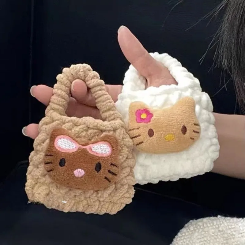 

Sanrio Kawaii Hello Kitty, кошелек для монет, мультяшная сумка для наушников с защитой от падения, защитный чехол для Bluetooth гарнитуры, миниатюрная плюшевая сумка для хранения