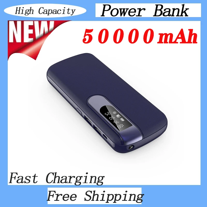 

50000mAh Fast Charging Power Bank with LED Display 2 USB Power Bank External Portable Power Charger for IPhone Xiaomi Samsung