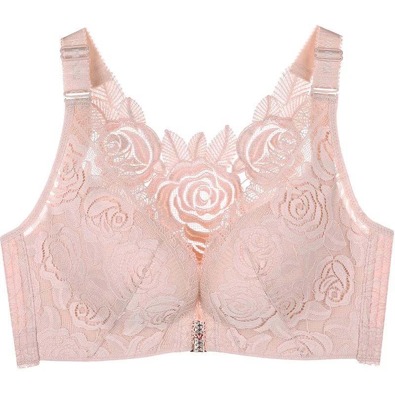 

Sexy Seamless for Women Big Size Roses Adjustable Bras Front Closure Bra Plus Size Bras Rose Embroidery Beauty Back Bra Lingerie