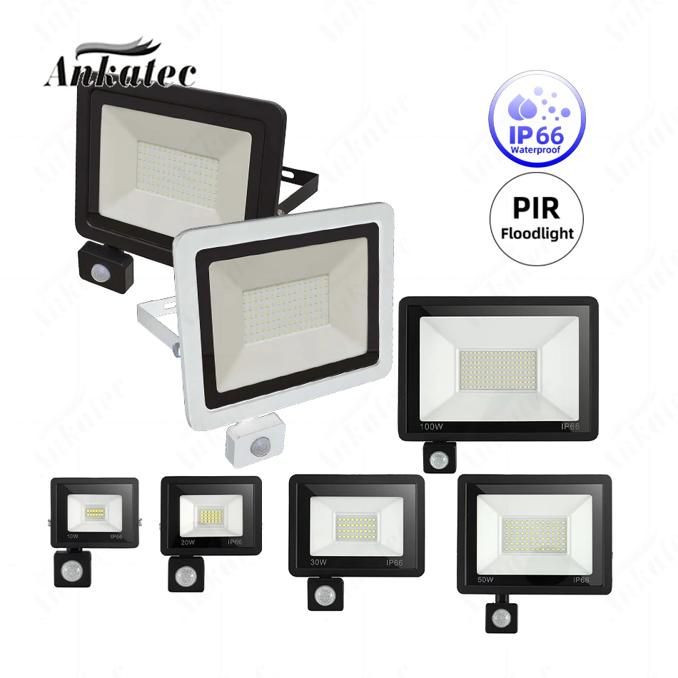 

IP66 LED Flood Light 100W 50W 30W 20W 10W AC 220V with PIR Motion Sensor Switch Outdoor Waterproof Wall Garden Lamp FloodLight