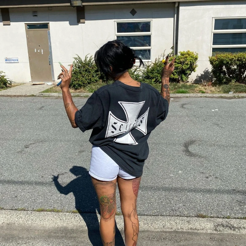 Мужская и женская футболка ASKYURSELF черно-коричневая большого размера с принтом