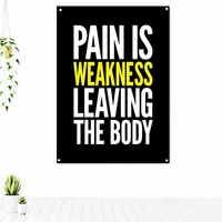 pain is weakness leaving the body success inspirational poster wall art uplifting tapestry decorative banner flag wall decor
