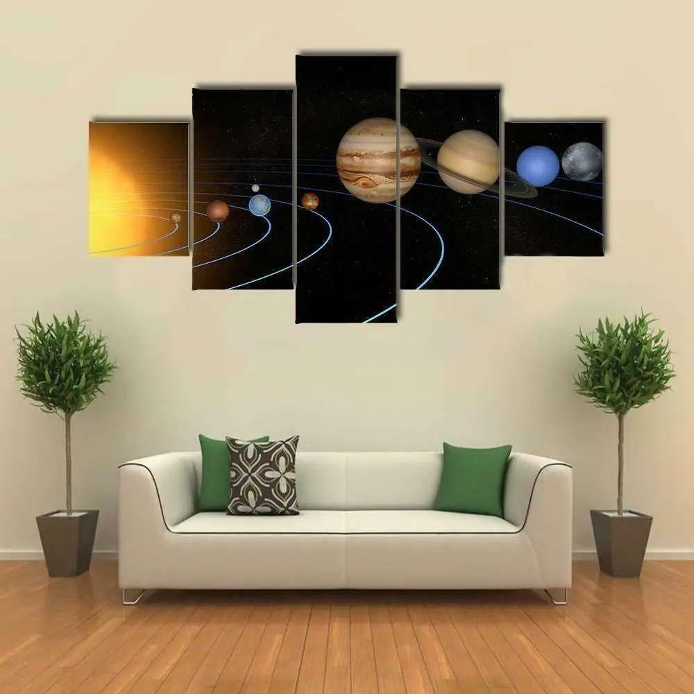 

Solar System in Universe Space 5 Pcs Canvas Wall Art Painting Home Decor Cuadros 5 Panel HD Print Pictures Poster No Framed