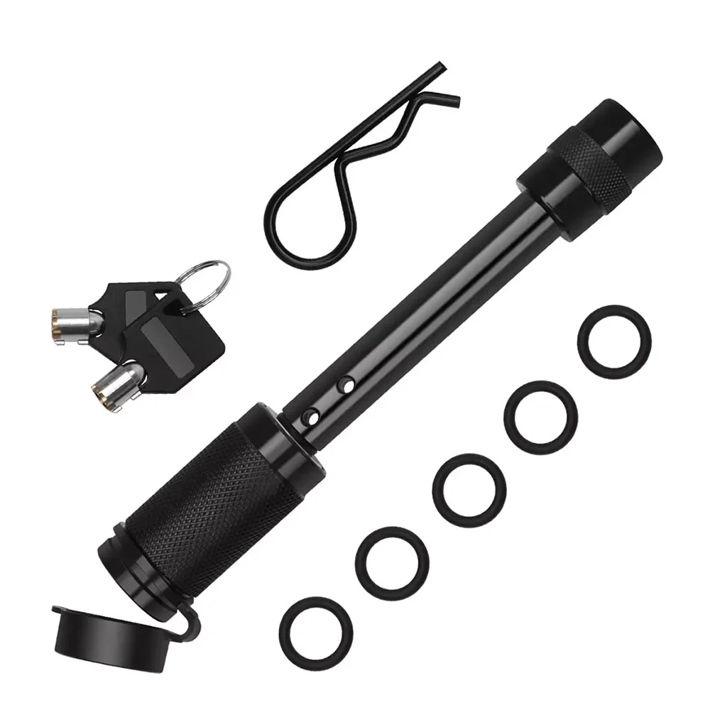 

Hitch Lock Pin Set, 5/8" Black Tow Hitch Receiver Lock with Anti-Rattle, Extra-Long Locking Hitch Pin with Heavy Duty