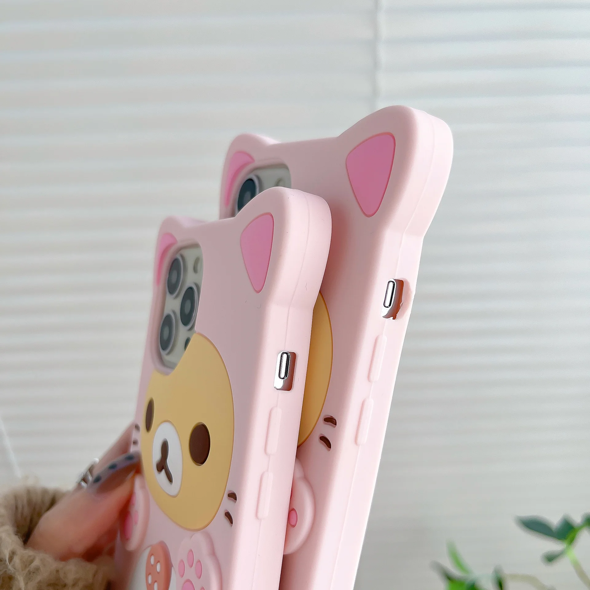Rilakkuma Cat Bear Силиконовый мягкий чехол для iPhone 16 15 14 13 12 11 Pro Max 3D Мультяшный