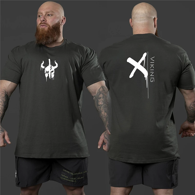 

Mens Gym 2022 Fitness Bodybuilding T-shirt Short Sleeve Printed Cotton t shirt Newest Man Casual Fashion Tee Tops Clothing