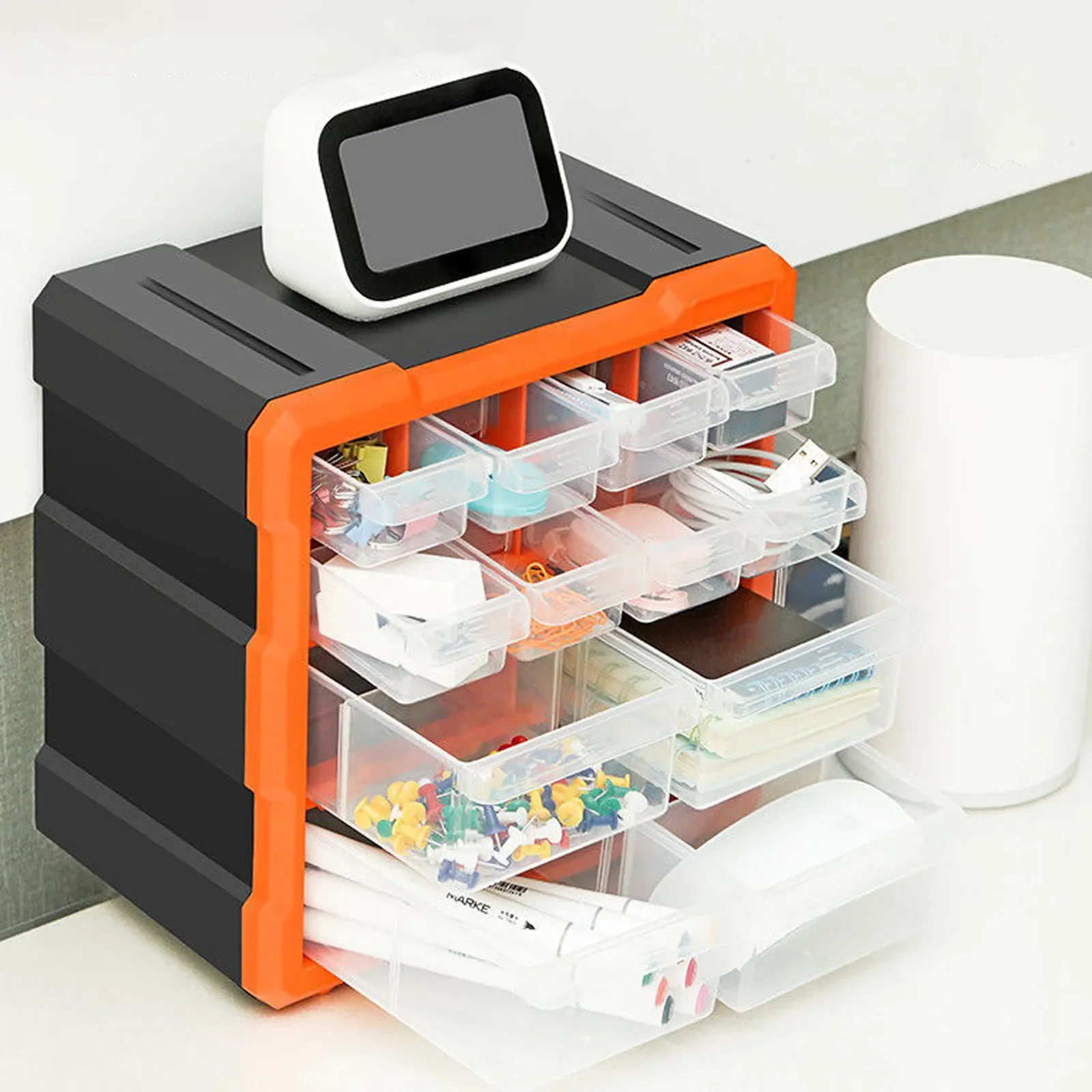 PP+PS Parts Storage Box Multiple Compartments Slot Hardware Box Organizer Craft Cabinet Tools Components Container