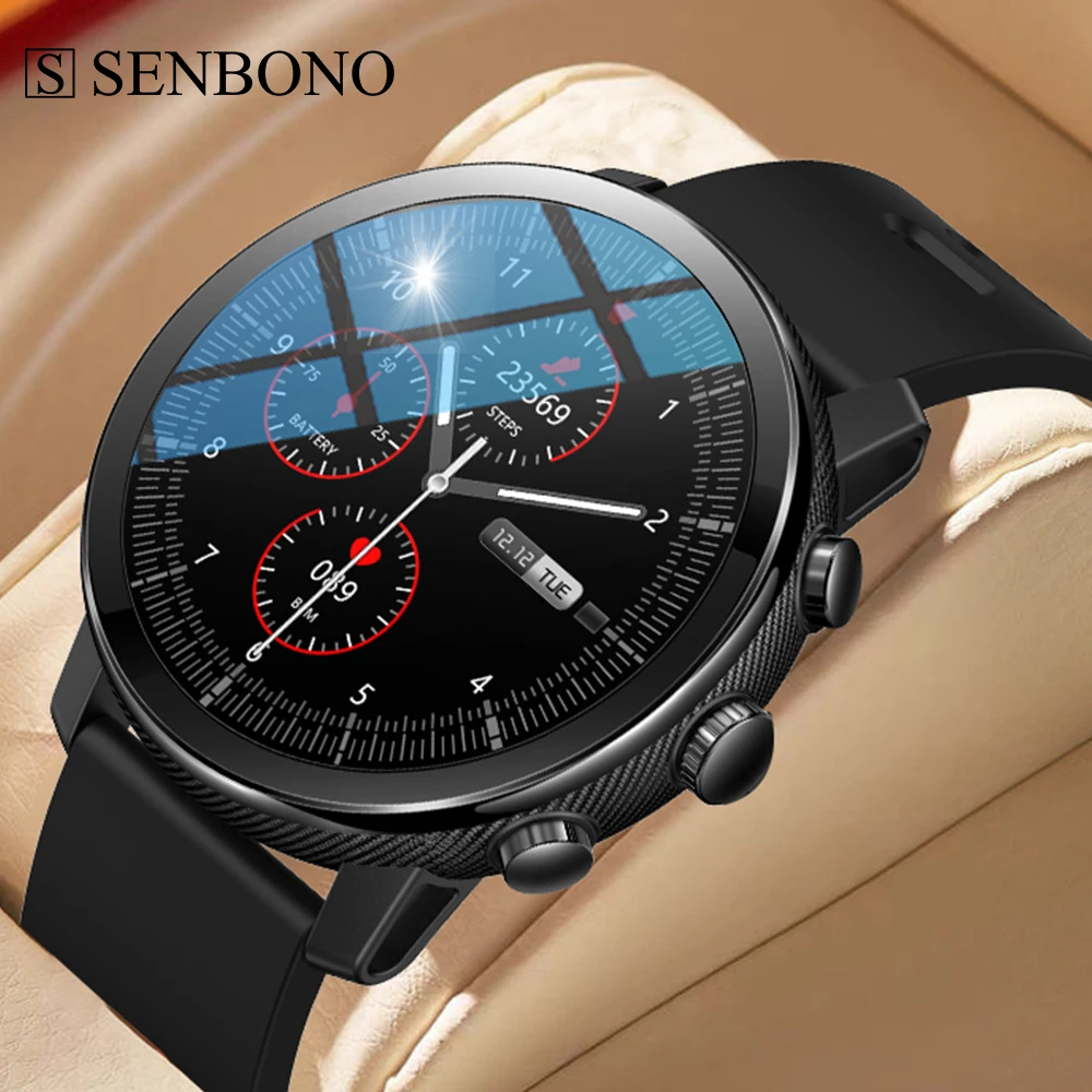 

SENBONO 2023 New 1.28inch Smartwatch Men Answer Call Blood Oxygen Monitor Sport Waterproof Men's Smart Watch for Xiaomi Android