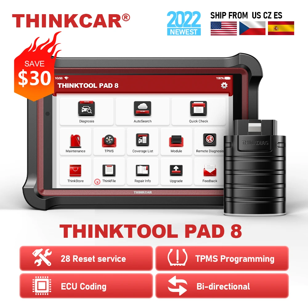 2022 THINKCAR THINKTOOL PAD 8 Профессиональный OBD2 сканер IMMO ABS Сброс масла Программирование TPMS