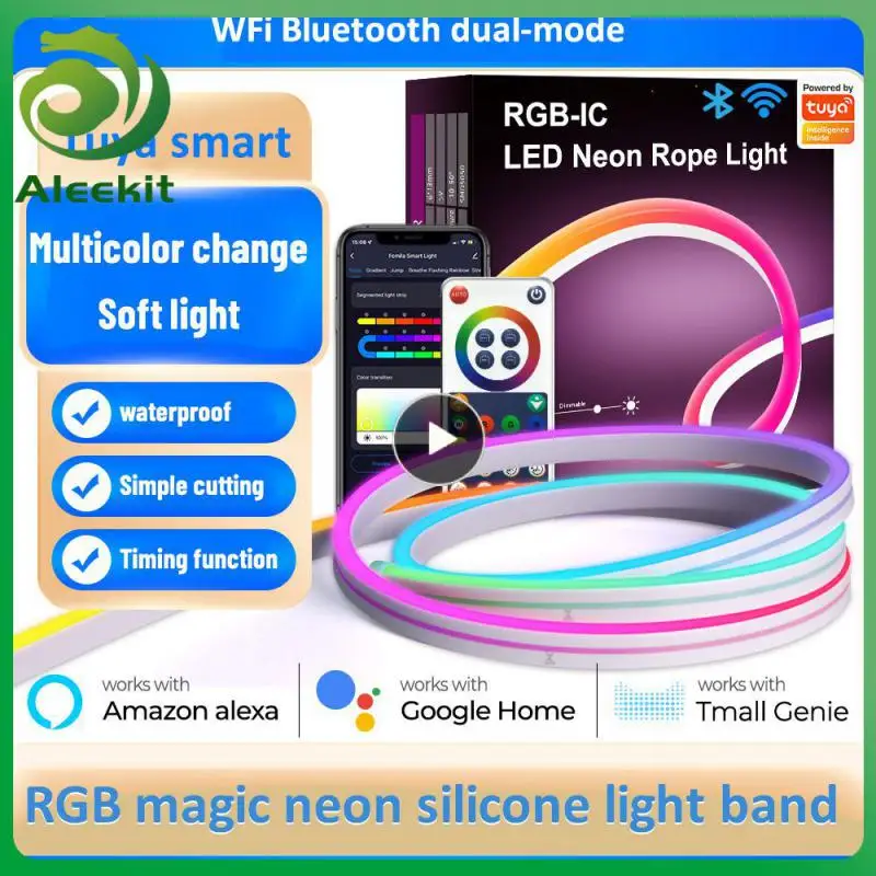 

Tuya Waterproof Tv Backlight Shape Diy Dream Color Silicone Neon Light Led Neon Strip Light Bar Strip Music Music Led