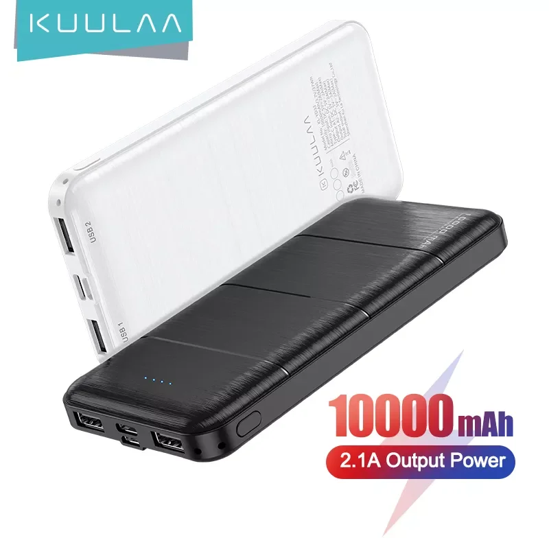 

NEW2023 KUULAA 2Pcs Power Bank 10000mAh Portable Charging PowerBank 10000 mAh USB PoverBank External Battery Charger For Xiaomi