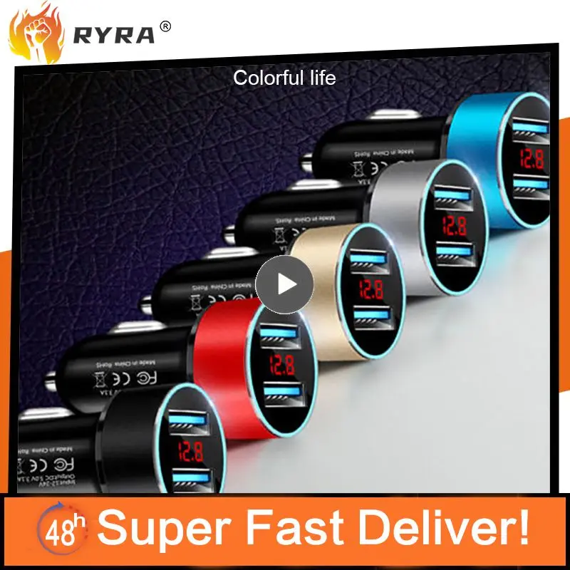 

Cigarette Lighter Universal Dual Usb Digital Display Car Charger Adapter Portable Multifunctional Car Charger Car Accessories