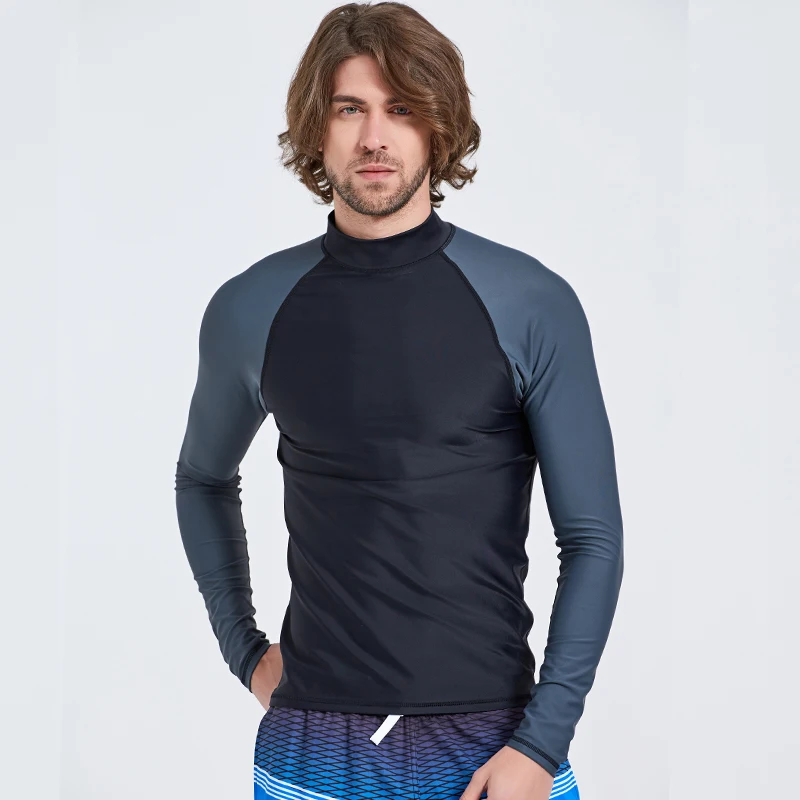 

Men's Long-Sleeve Rashguard Shirt UPF 50+ Swimwear Rash Guard Athletic Tops Swimming Tee Compression Solid Color Surfing Boating