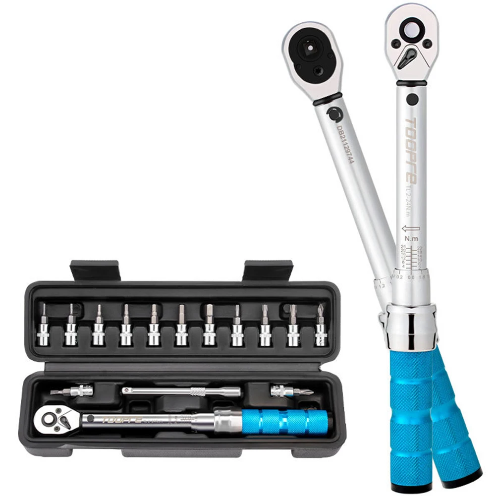 

1/4 inch Drive Click Torque Wrench Set Bicycle Repair Tools Kit 2-24Nm Adjustable Torque Sockets Extension Bar MTB Bikes Spanner