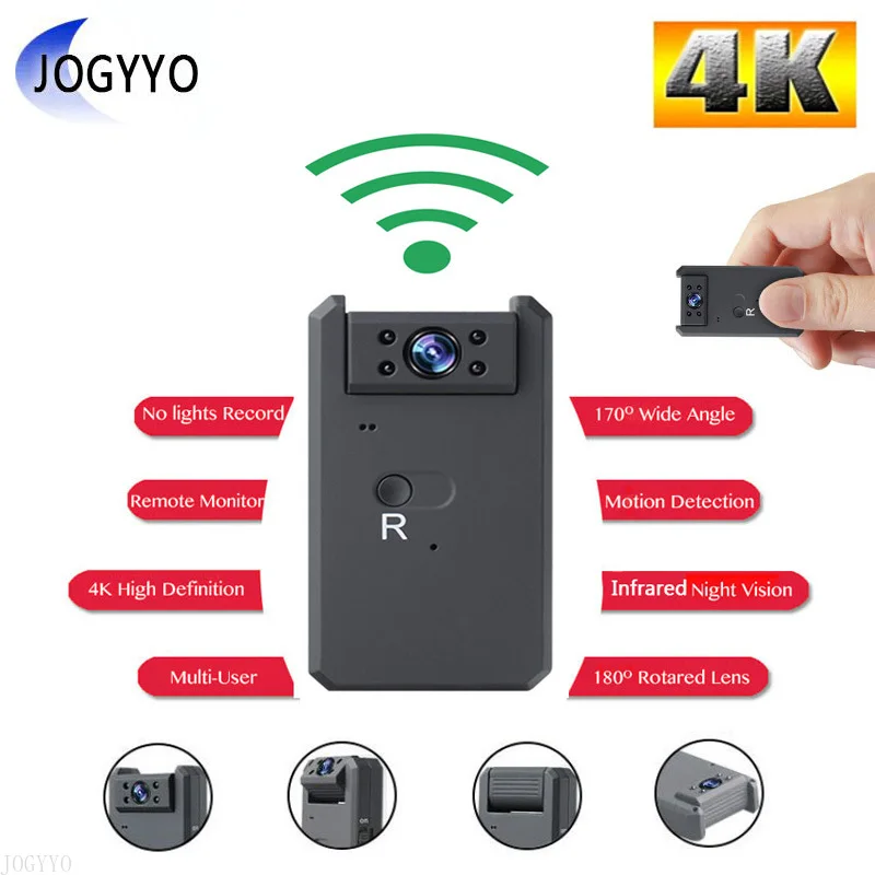 HD 4K/1080P Wireless WiFi Mini Camera Night Vision Outdoor Sport Voice Recording Action Secret Camcorder Suport Hidden TF card
