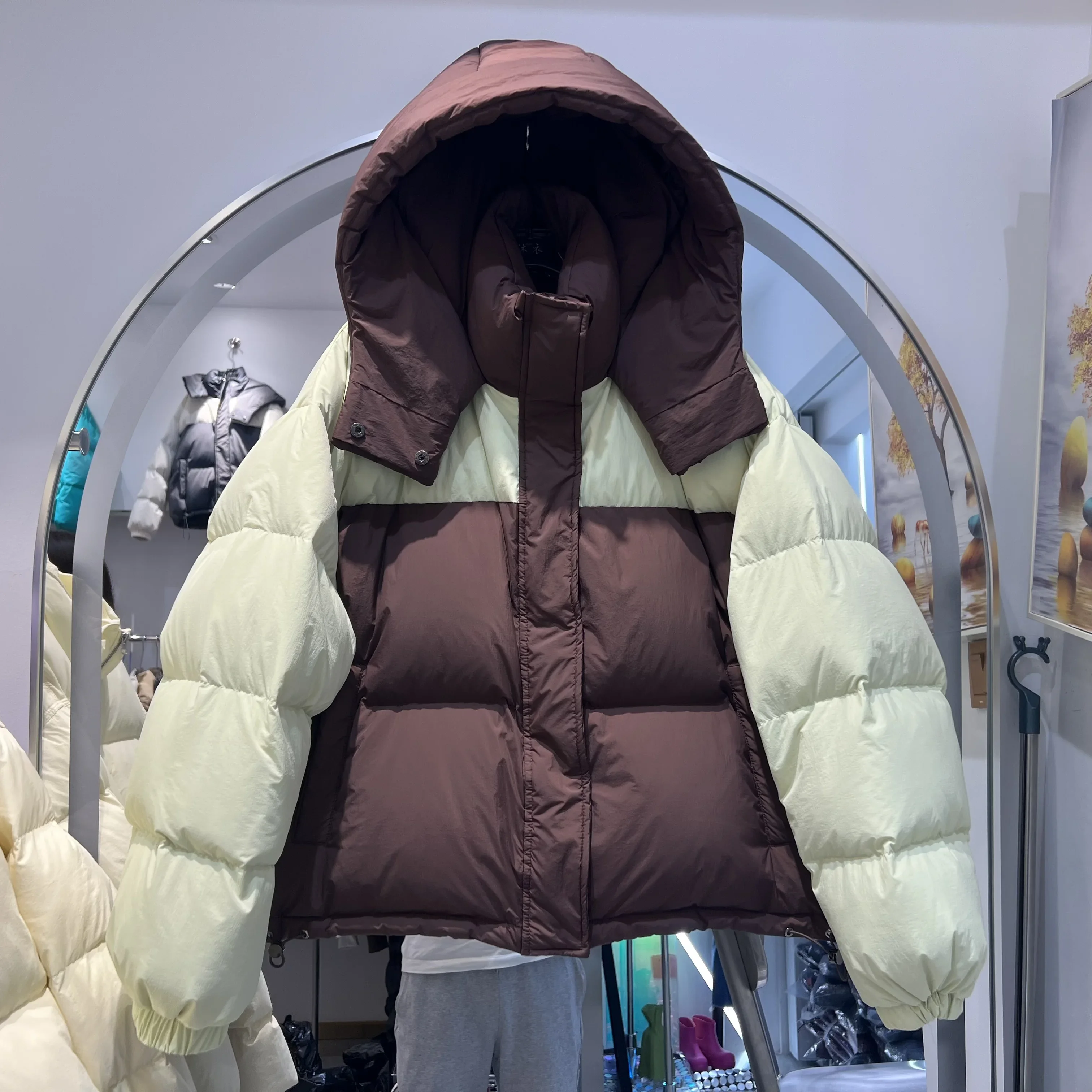 Женский пуховик с капюшоном повседневная Толстая куртка на белом утином пуху