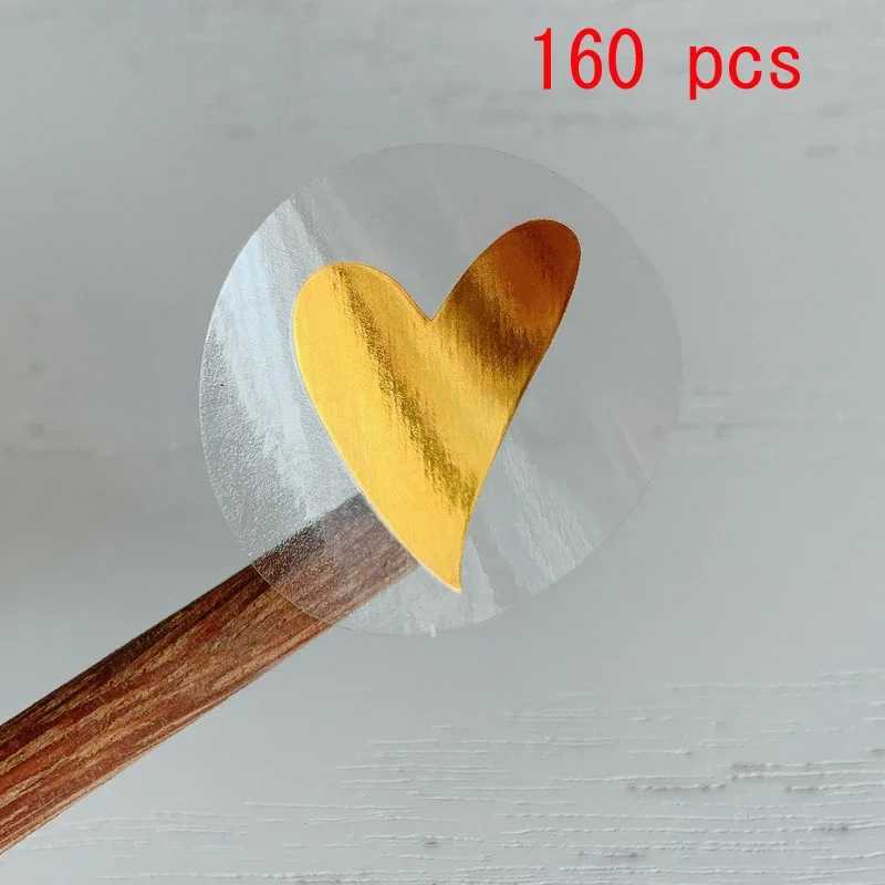 Круглые бумажные наклейки с сердечком, 160 шт.