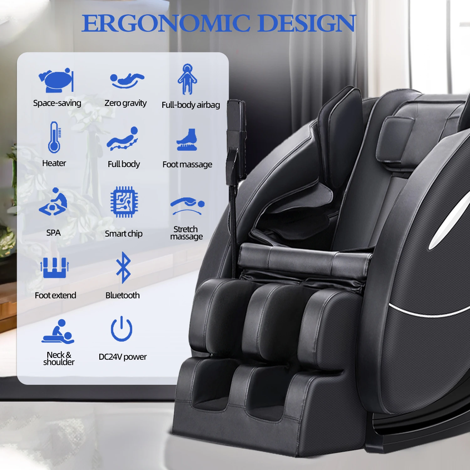 Роскошное Электрическое Кресло для массажа всего тела с нулевой гравитацией и