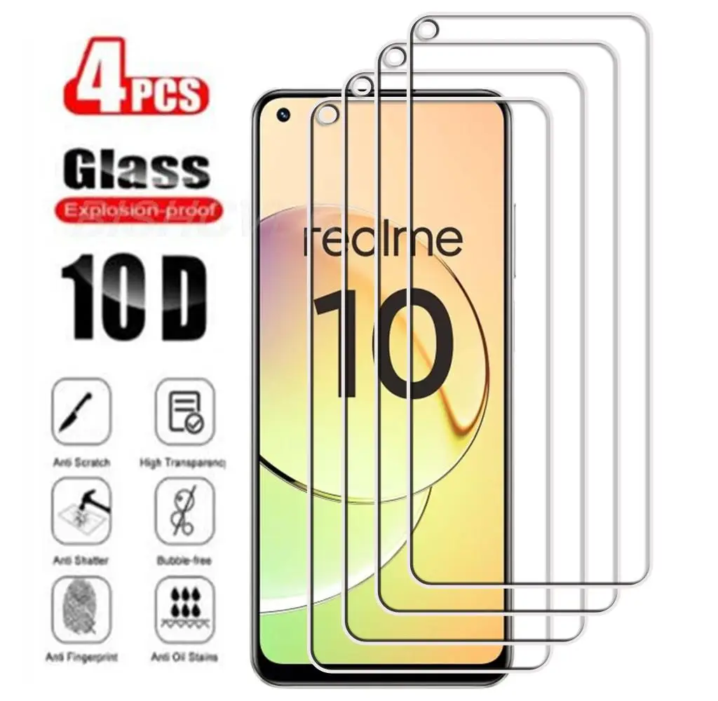 

4 шт. закаленное стекло для Realme 10 4G Realme10 RMX3630 6,4 дюймов Защита экрана Защитная пленка для телефона