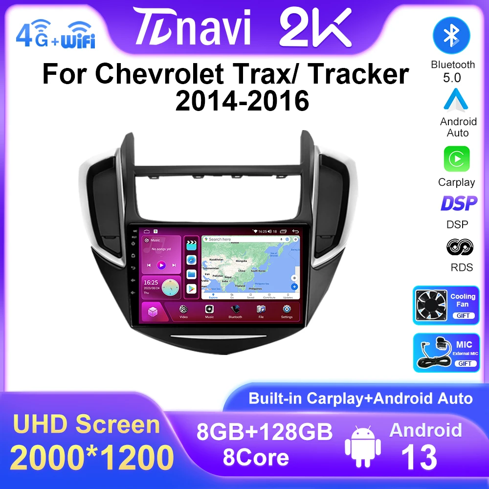 

Автомобильный мультимедийный плеер для Chevrolet TRAX Tracker 2014, 2015, 2016, Android 13, стерео, CarPlay, радио, GPS-навигация, плеер, 4G, Wi-Fi, головное устройство