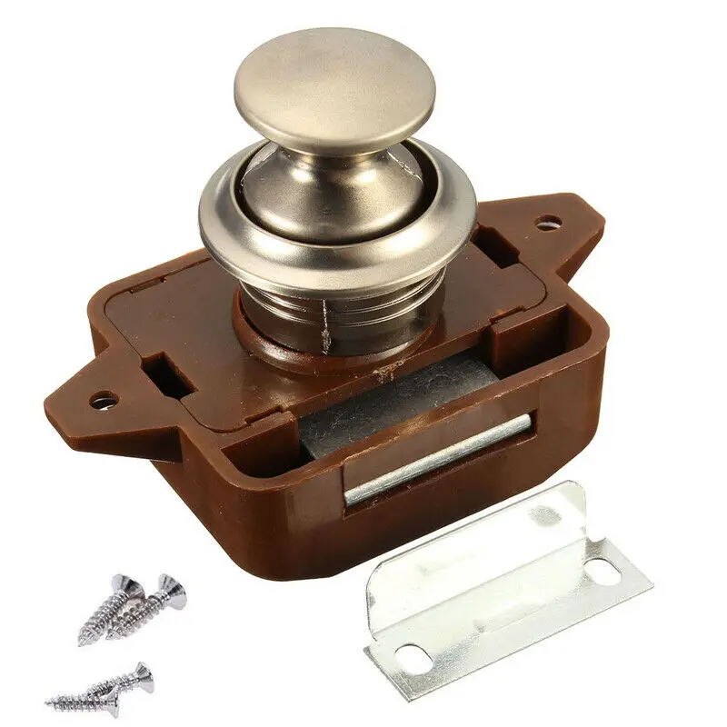 

1pc Camper Car Push Lock Button Catch Lock Cupboard Door Knob Caravan Motorhome Boat RV Cabinet Push Latch Car Accessories