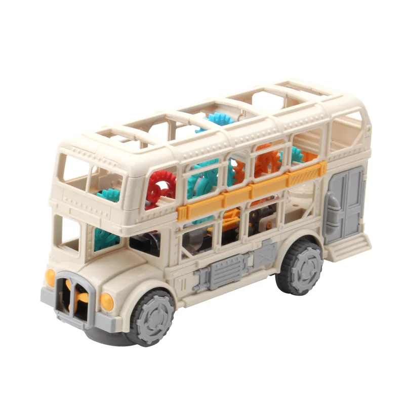 

Электронная шестерня, автобусный автомобиль, прозрачная двухслойная ретро-модель автобуса, автомобиль со светодиодной подсветкой для раннего развития, игрушечный автомобиль для детей