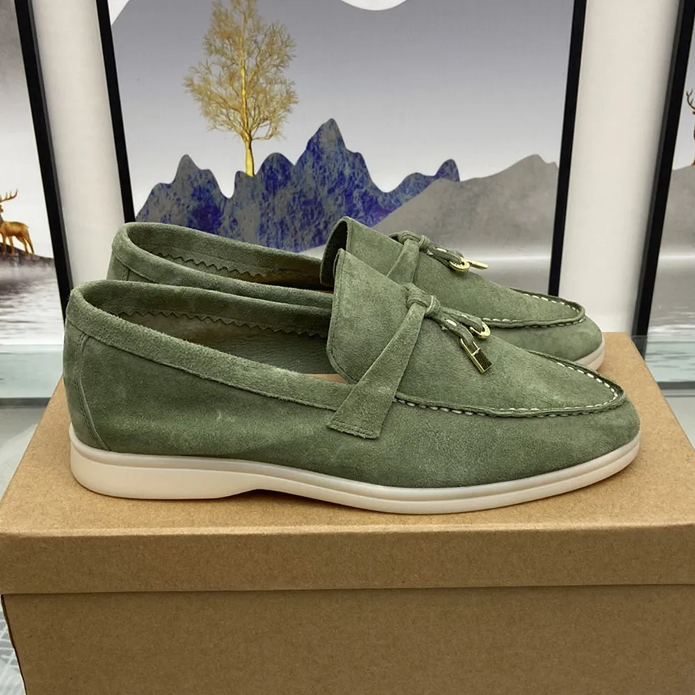 New lp Summer Walk Ballet Flats Casual Shoes Women Quality Kidsuede Lock Fringe Decor Flat Shoes Women Spring Women Loafers 2023