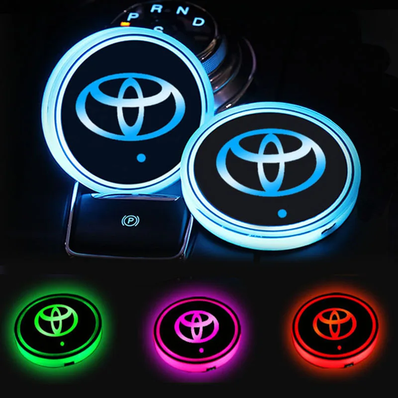 

Car Coasters LED Ambiance Coaster For Toyota Corolla Yaris Chr Auris RAV4 Land Cruiser Camry 2006 Highlander Prado Vitz Tundra