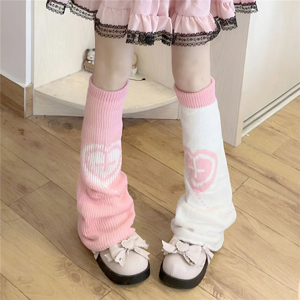 

Y2K Lolita Long Socks Women Leg Warmers Y2K Heart Knitted Warm Arm Foot Cover Harajuku Girl Autumn Winter Leg Protector Stocking