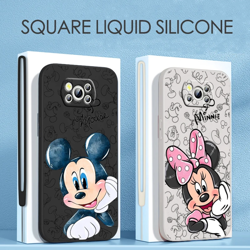 

Disney Cute Mickey Mouse For Xiaomi POCO C50 C40 X4 M5S F4 M4 X3 F3 M3 C3 Pro GT NFC 4G 5G Liquid Rope Phone Case