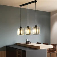 modern nordic led dining room pendant lamp black 3 heads glass lamp shade crystal hanging light for kitchen ceiling indoor light