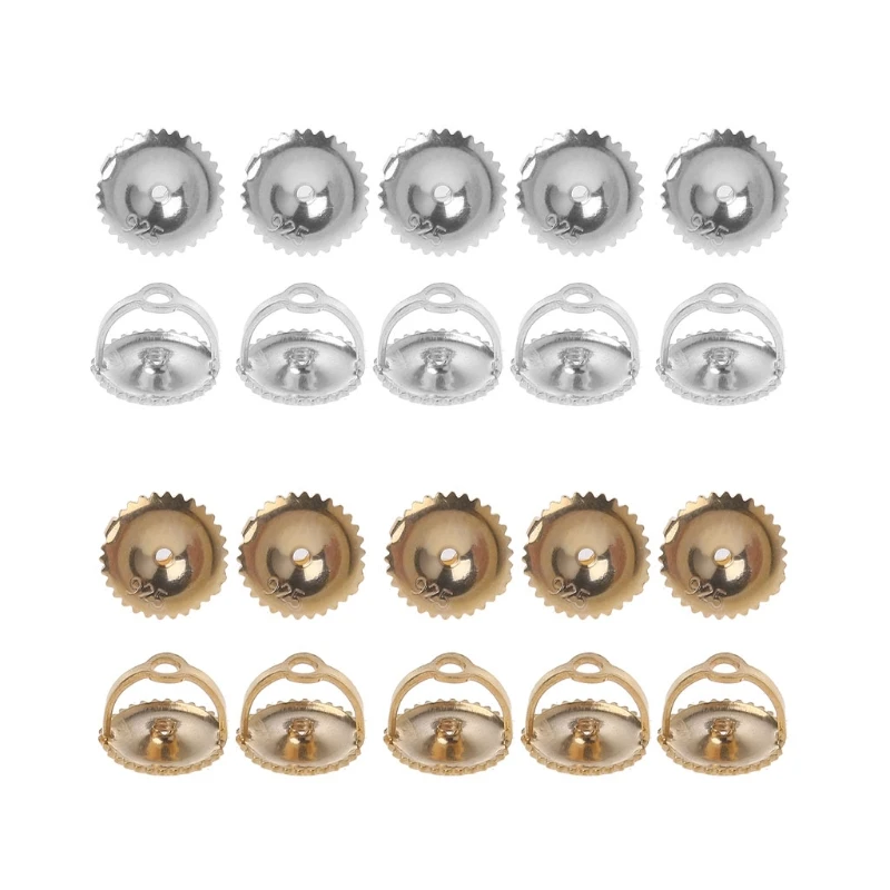 

5 Pairs Silver Screw on Earring Backs Replacements for Threaded Post
