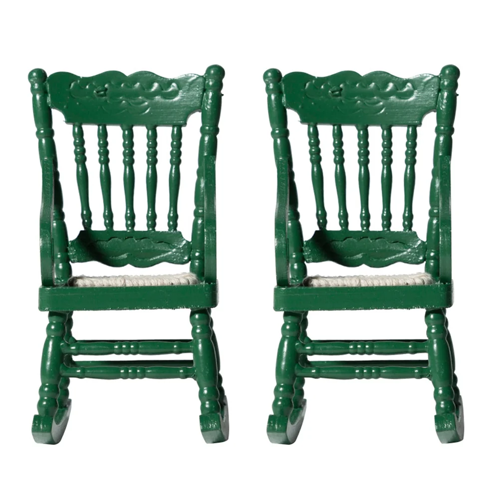 

2Pcs Wood Miniature Rocking Chair Models Simulation Chair Models Mini House Chair Ornaments