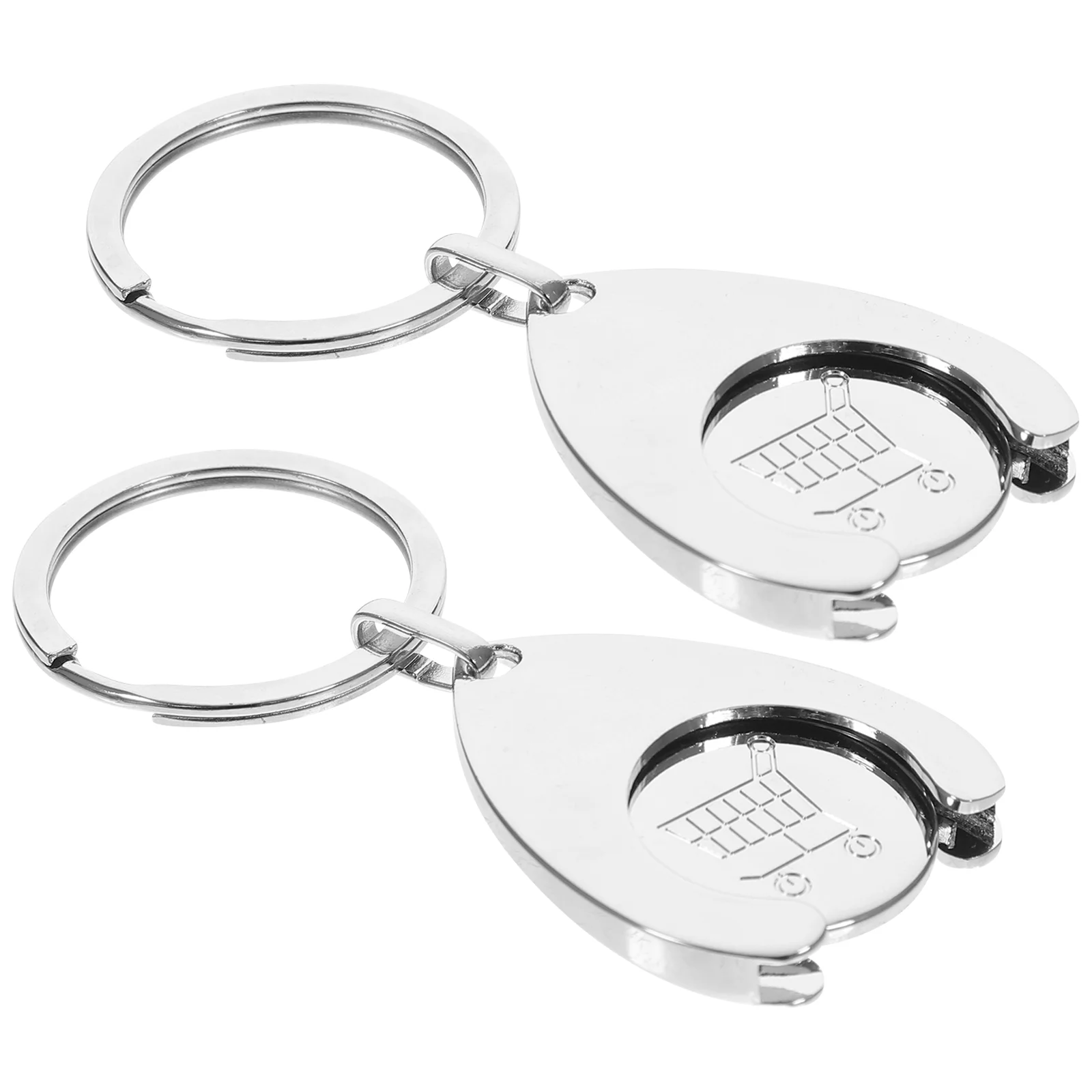

2 Pcs Cart Token Shopping Coin Keychain Pendant Trolley Portable Hand Truck Decorate Rings Metal