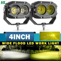 haolide 12d 4inch led work light bar spot flood for car motorcycle fog lights 4x4 tractors driving lamp white yellow 12v 24v