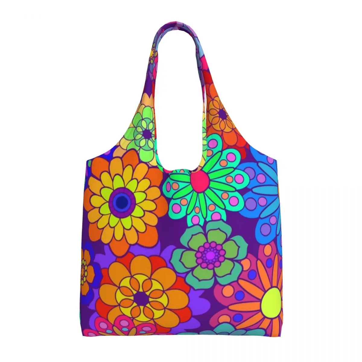 

Яркая Цветочная сумка для покупок в стиле ретро, Модная стильная сумка с цветами в стиле хиппи, уличные студенческие сумки из ткани