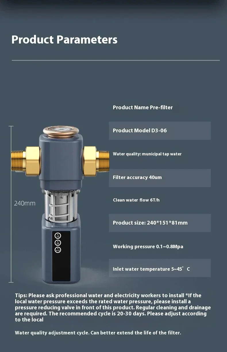 

2025Новый автоматический промывочный фильтр предварительной очистки с обратной промывкой, вращающийся фильтр для воды от осад, центральная система очистки всего дома