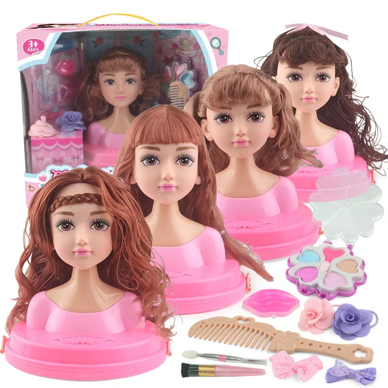 

Kids Fashion Toy Children Makeup Pretend Playset Styling Head Doll Hairstyle Beauty Game with Hair Dryer Birthday Gift For Girls