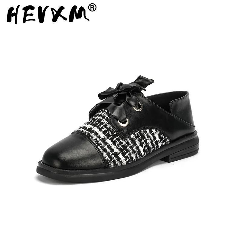 Womens Derby Shoes Elegant Female Footwear 2023 Fashion Women's All-Match Square Toe Casual Sneaker Autumn Leather Dress Modis