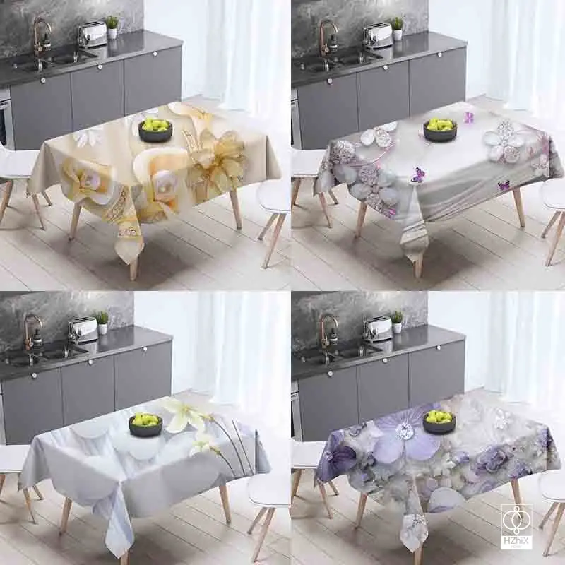 

Rectangular 3D Tablecloth Yellow Tropical Rainforest Singular Flowers Pattern Dustproof Table Cloth Christmas Gift Mantel Mesa