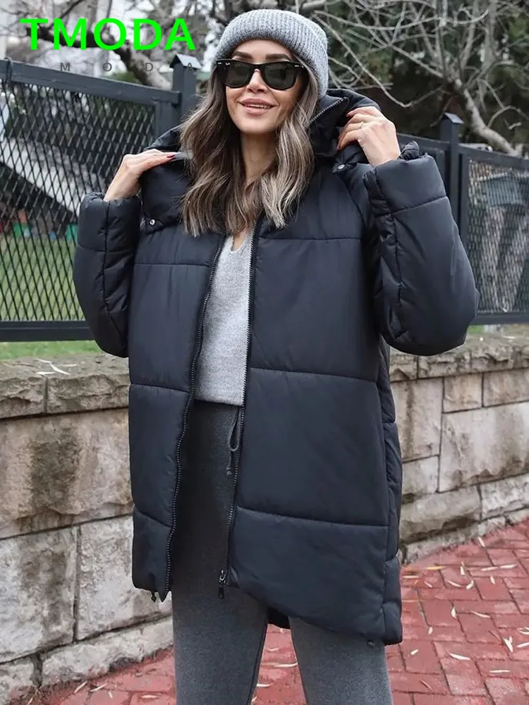 Парка женская зимняя на молнии с хлопковой подкладкой и капюшоном | Женская