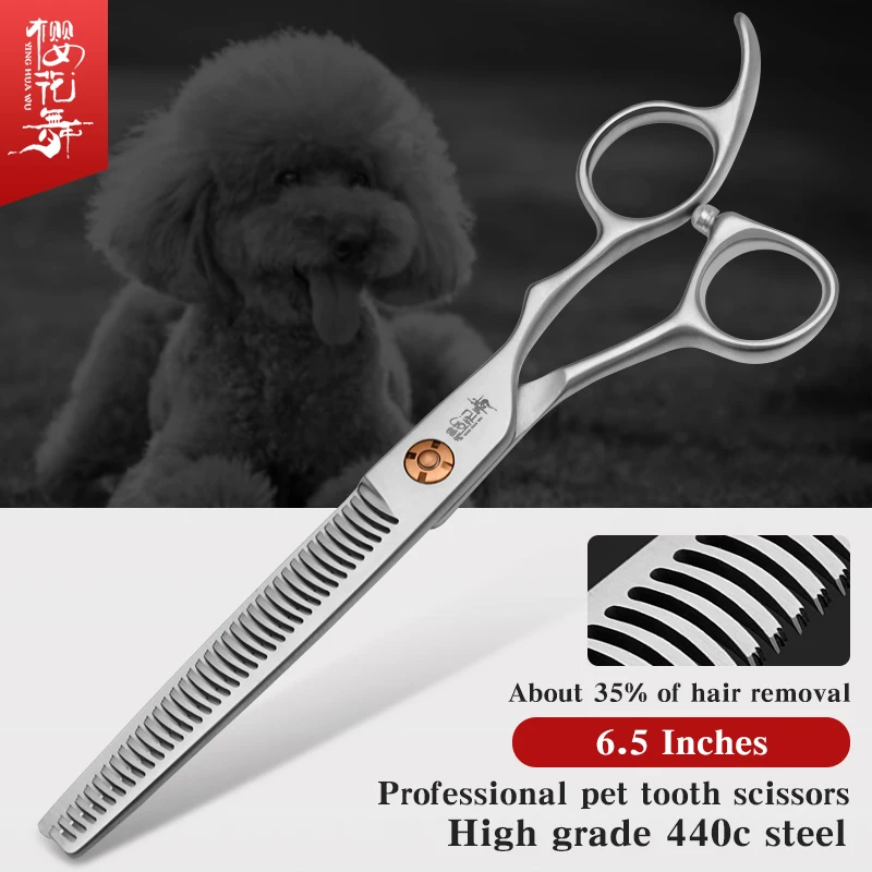 Pet grooming antler tooth scissors 6.5 inch hand Thinning scissors imported 440C material professional pet hairdressing scissors