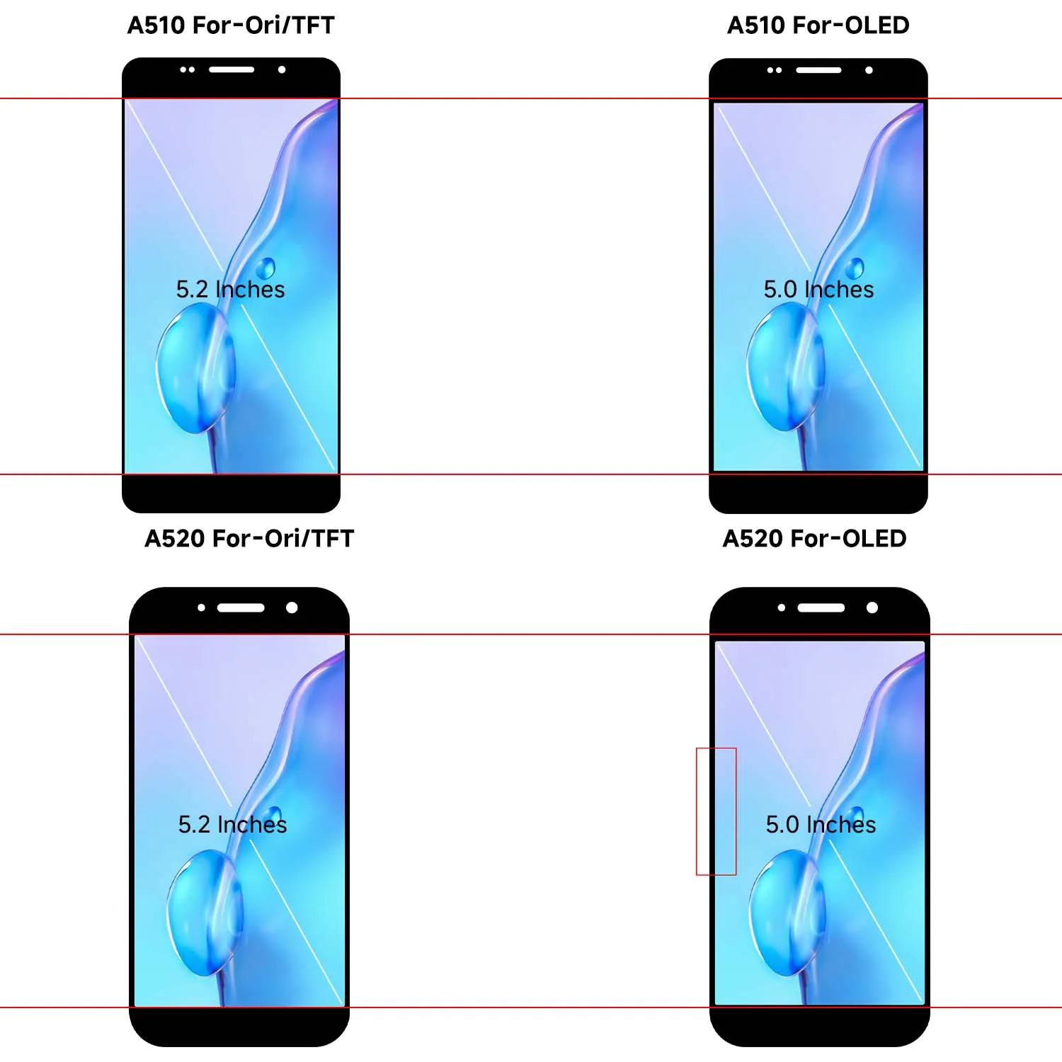 A5 2015 2016 2017 5 2 ''для Samsung 0 Ori A500 A510 A520 ЖК-дисплей с цифровым преобразователем