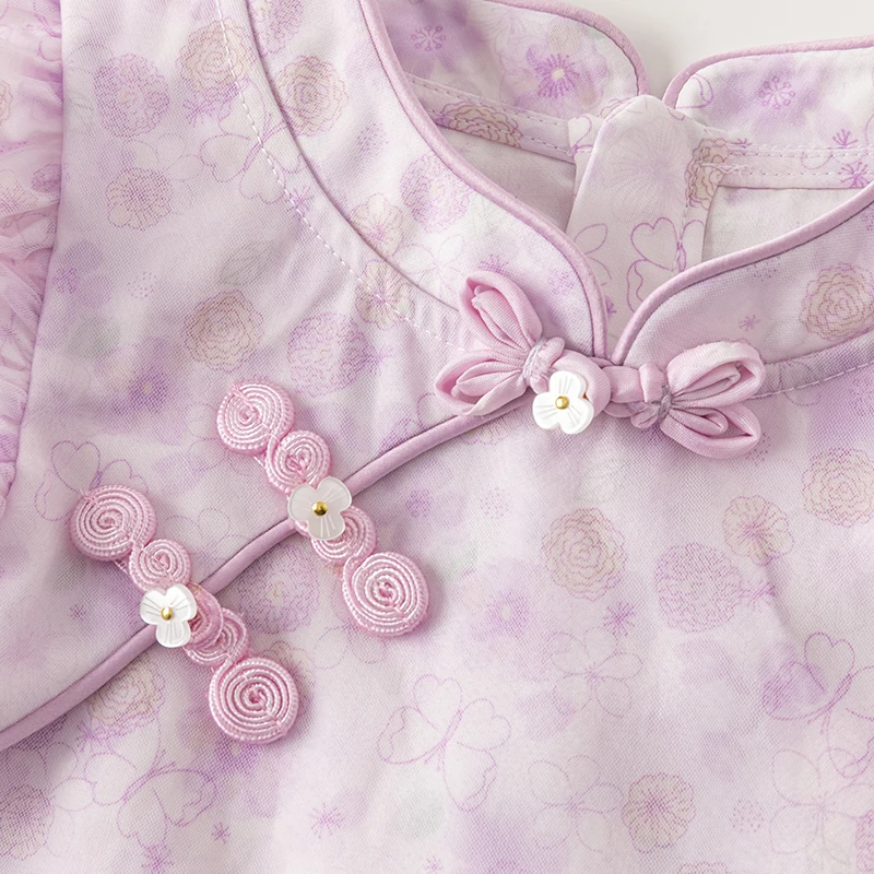 Платье детское летнее с коротким рукавом и цветочным принтом DB2241021