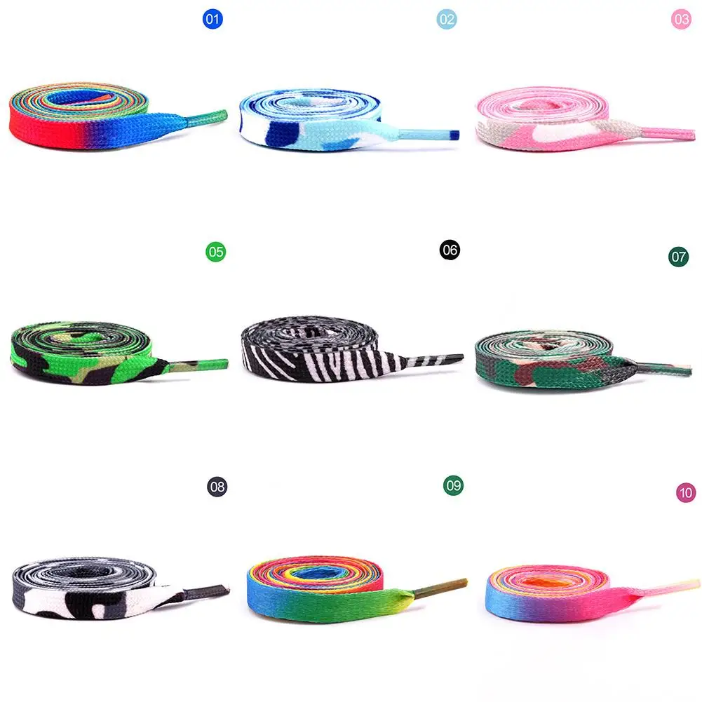 1 Pair Colorful Laces Rainbow Shoe Laces Gradient Print Flat Shoelace Casual Chromatic Color Sneaker Shoelaces New